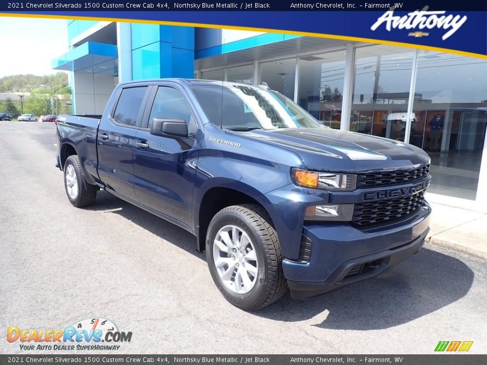 2021 Chevrolet Silverado 1500 Custom Crew Cab 4x4 Northsky Blue Metallic / Jet Black Photo #1