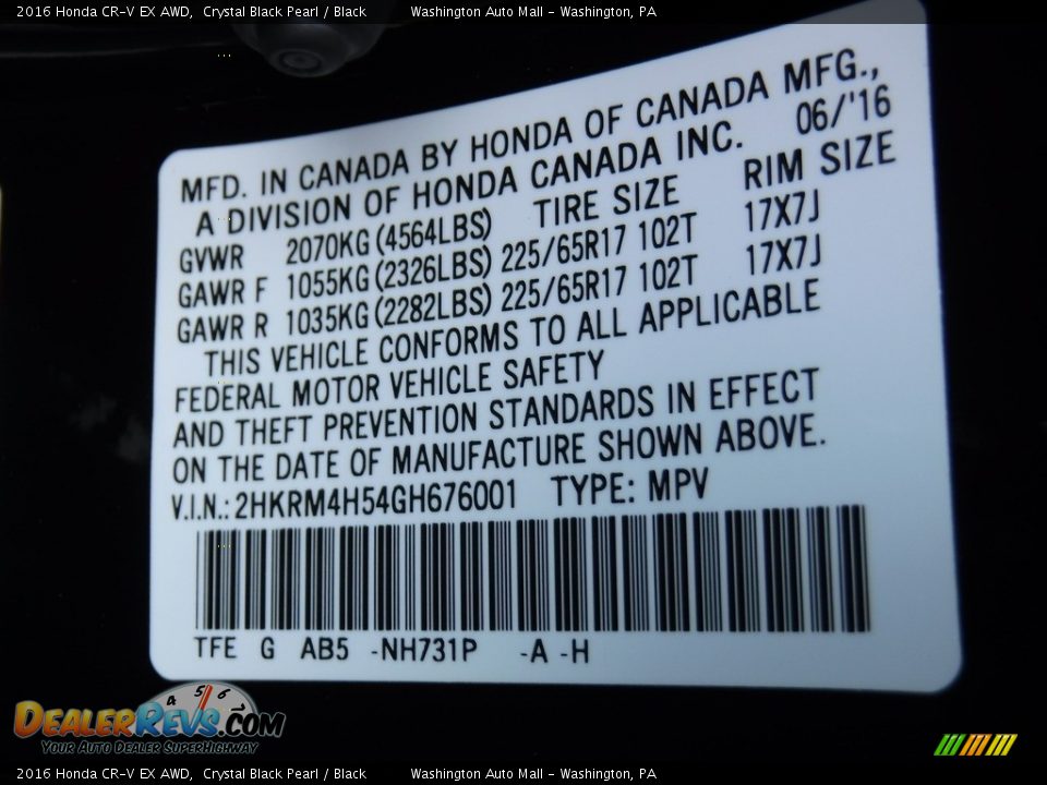 2016 Honda CR-V EX AWD Crystal Black Pearl / Black Photo #27