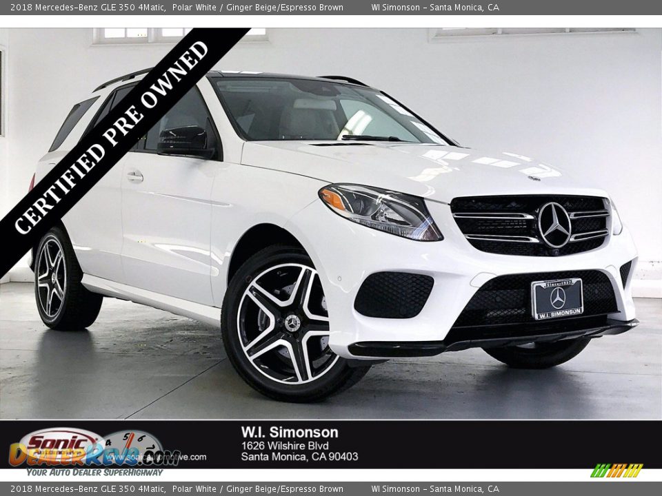 2018 Mercedes-Benz GLE 350 4Matic Polar White / Ginger Beige/Espresso Brown Photo #1