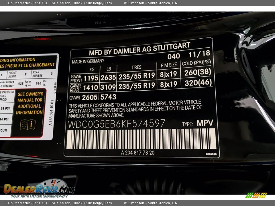 2019 Mercedes-Benz GLC 350e 4Matic Black / Silk Beige/Black Photo #11
