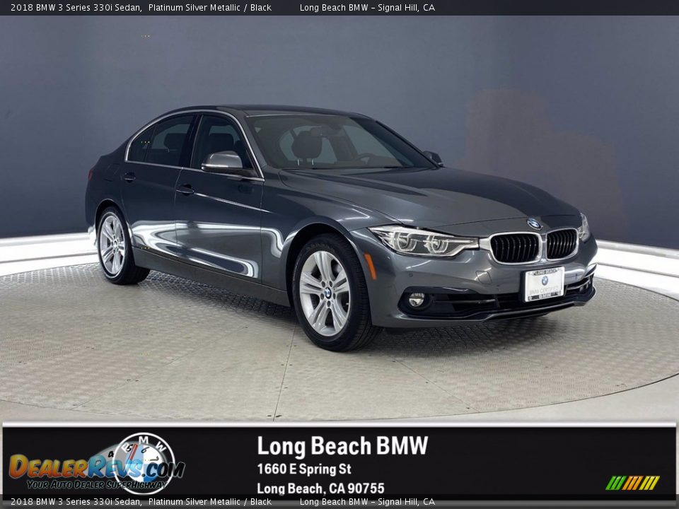 2018 BMW 3 Series 330i Sedan Platinum Silver Metallic / Black Photo #1