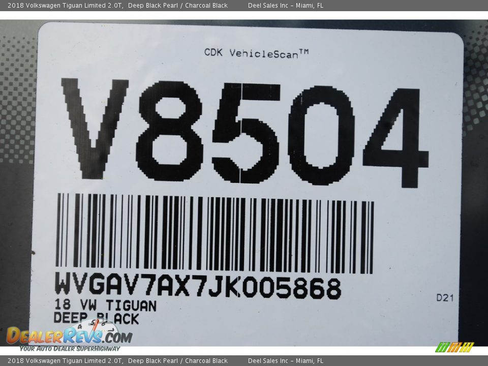 2018 Volkswagen Tiguan Limited 2.0T Deep Black Pearl / Charcoal Black Photo #20