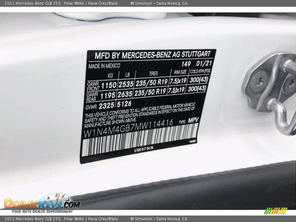 2021 Mercedes-Benz GLB 250 Polar White / Neva Grey/Black Photo #11