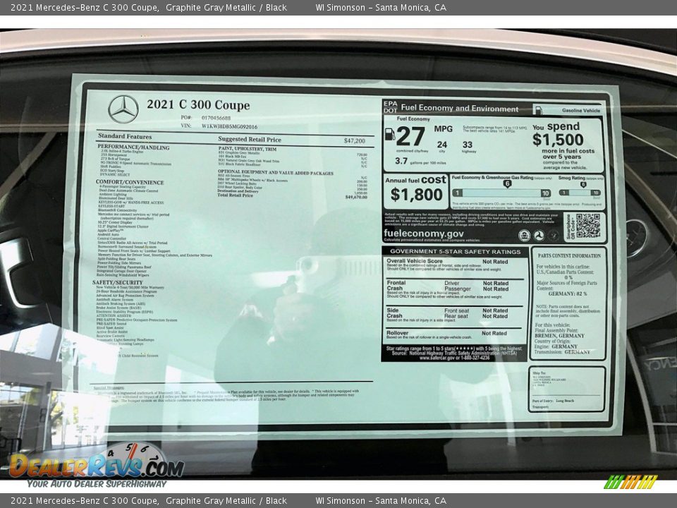 2021 Mercedes-Benz C 300 Coupe Graphite Gray Metallic / Black Photo #11