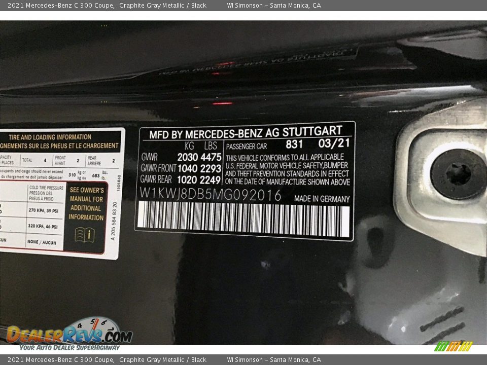 2021 Mercedes-Benz C 300 Coupe Graphite Gray Metallic / Black Photo #12
