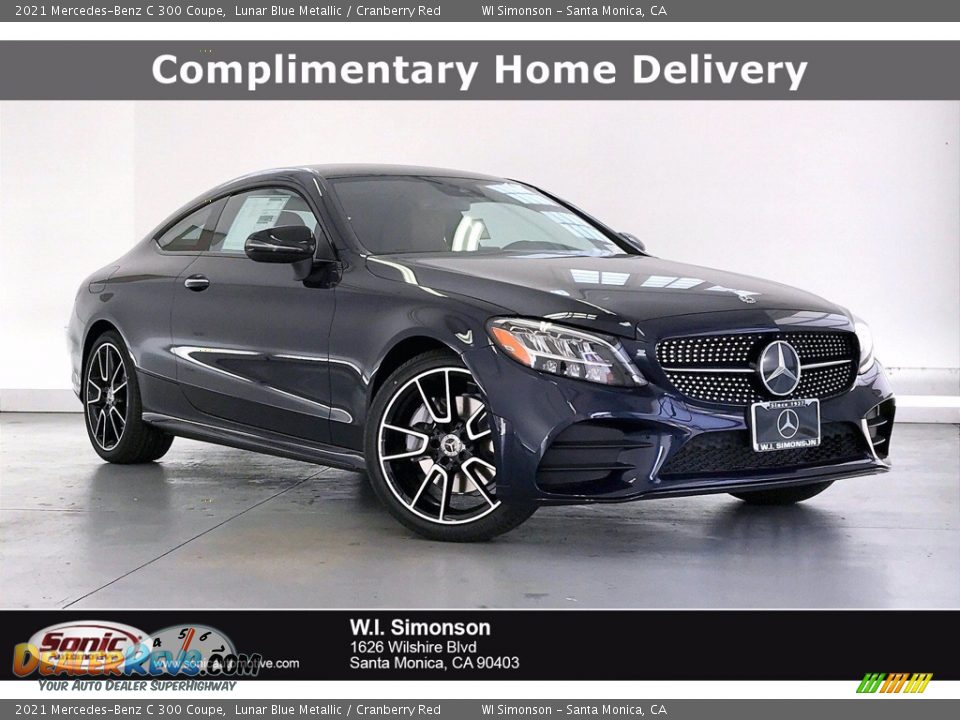 2021 Mercedes-Benz C 300 Coupe Lunar Blue Metallic / Cranberry Red Photo #1