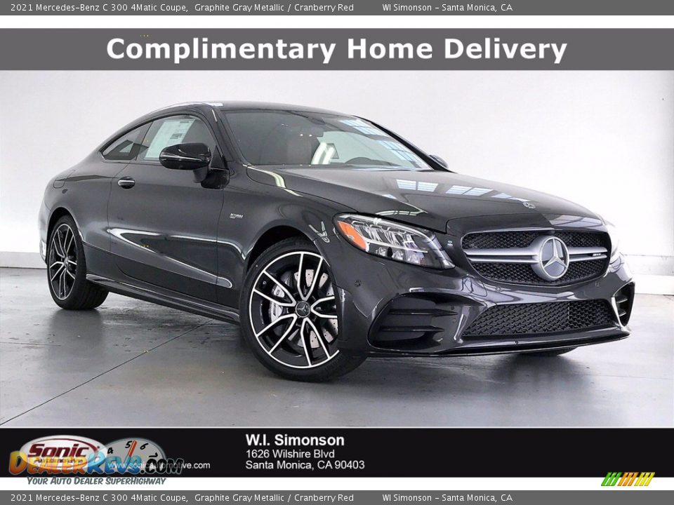 2021 Mercedes-Benz C 300 4Matic Coupe Graphite Gray Metallic / Cranberry Red Photo #1
