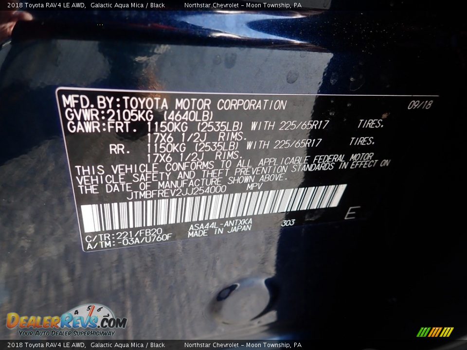 2018 Toyota RAV4 LE AWD Galactic Aqua Mica / Black Photo #28