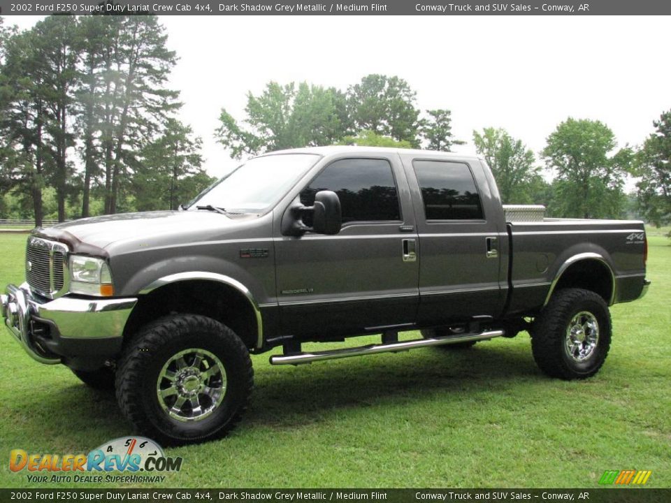 2002 Ford F250 Super Duty Lariat Crew Cab 4x4 Dark Shadow Grey Metallic / Medium Flint Photo #1