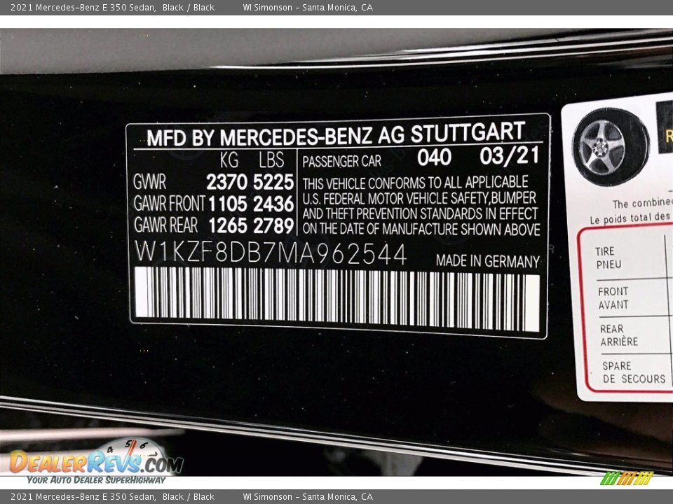 2021 Mercedes-Benz E 350 Sedan Black / Black Photo #11