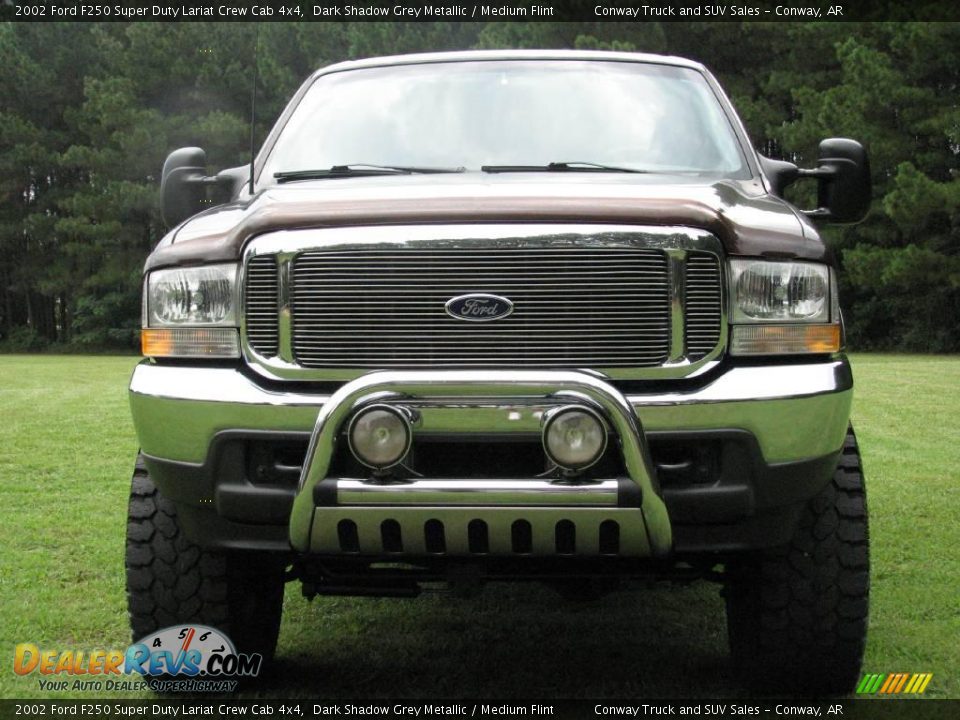 2002 Ford F250 Super Duty Lariat Crew Cab 4x4 Dark Shadow Grey Metallic / Medium Flint Photo #3