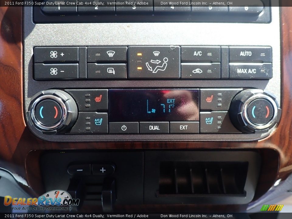 2011 Ford F350 Super Duty Lariat Crew Cab 4x4 Dually Vermillion Red / Adobe Photo #2