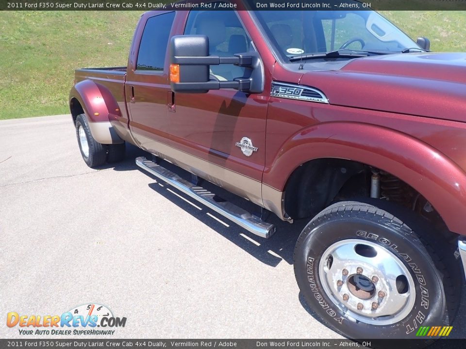 2011 Ford F350 Super Duty Lariat Crew Cab 4x4 Dually Vermillion Red / Adobe Photo #4