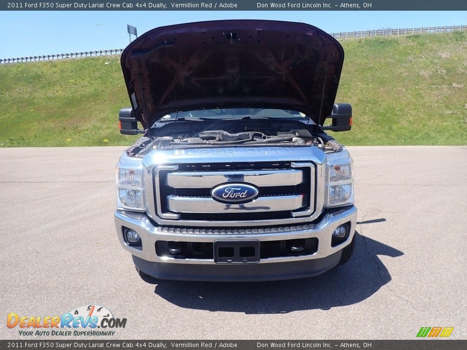 2011 Ford F350 Super Duty Lariat Crew Cab 4x4 Dually Vermillion Red / Adobe Photo #6