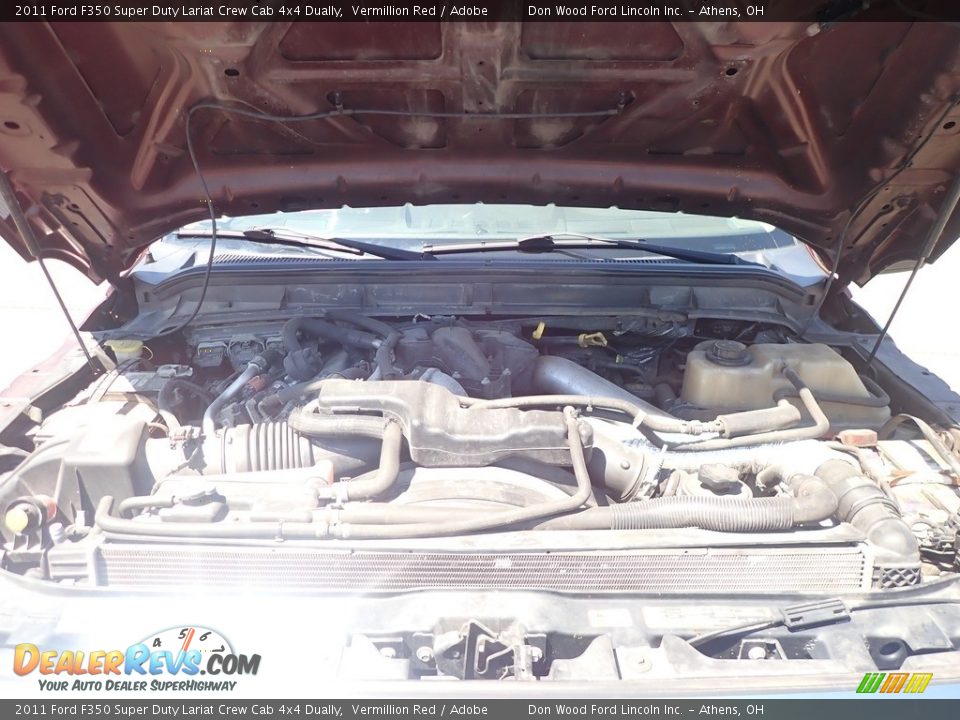 2011 Ford F350 Super Duty Lariat Crew Cab 4x4 Dually Vermillion Red / Adobe Photo #7