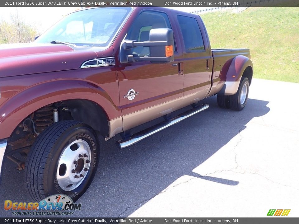 2011 Ford F350 Super Duty Lariat Crew Cab 4x4 Dually Vermillion Red / Adobe Photo #10