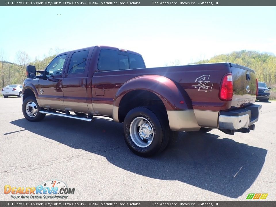 2011 Ford F350 Super Duty Lariat Crew Cab 4x4 Dually Vermillion Red / Adobe Photo #11