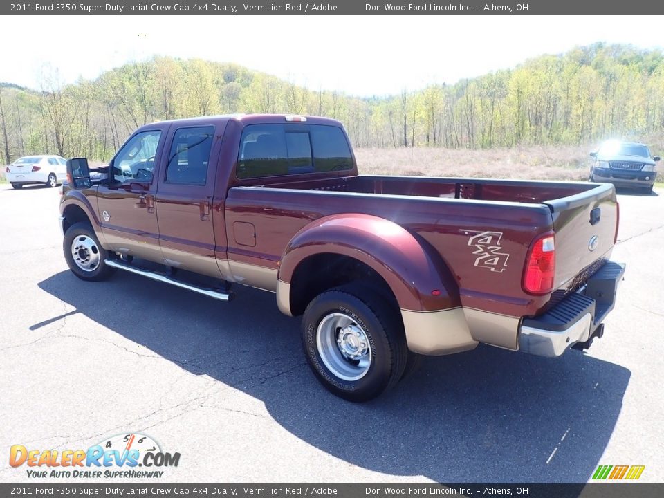 2011 Ford F350 Super Duty Lariat Crew Cab 4x4 Dually Vermillion Red / Adobe Photo #12