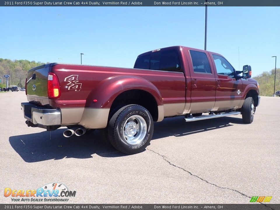 2011 Ford F350 Super Duty Lariat Crew Cab 4x4 Dually Vermillion Red / Adobe Photo #15