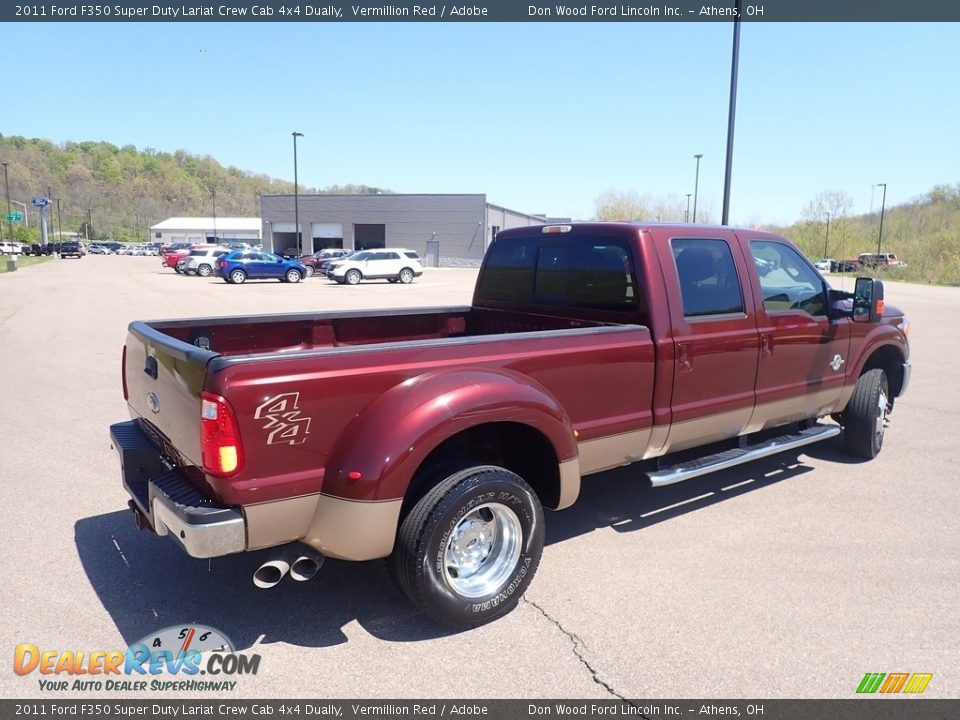 2011 Ford F350 Super Duty Lariat Crew Cab 4x4 Dually Vermillion Red / Adobe Photo #16