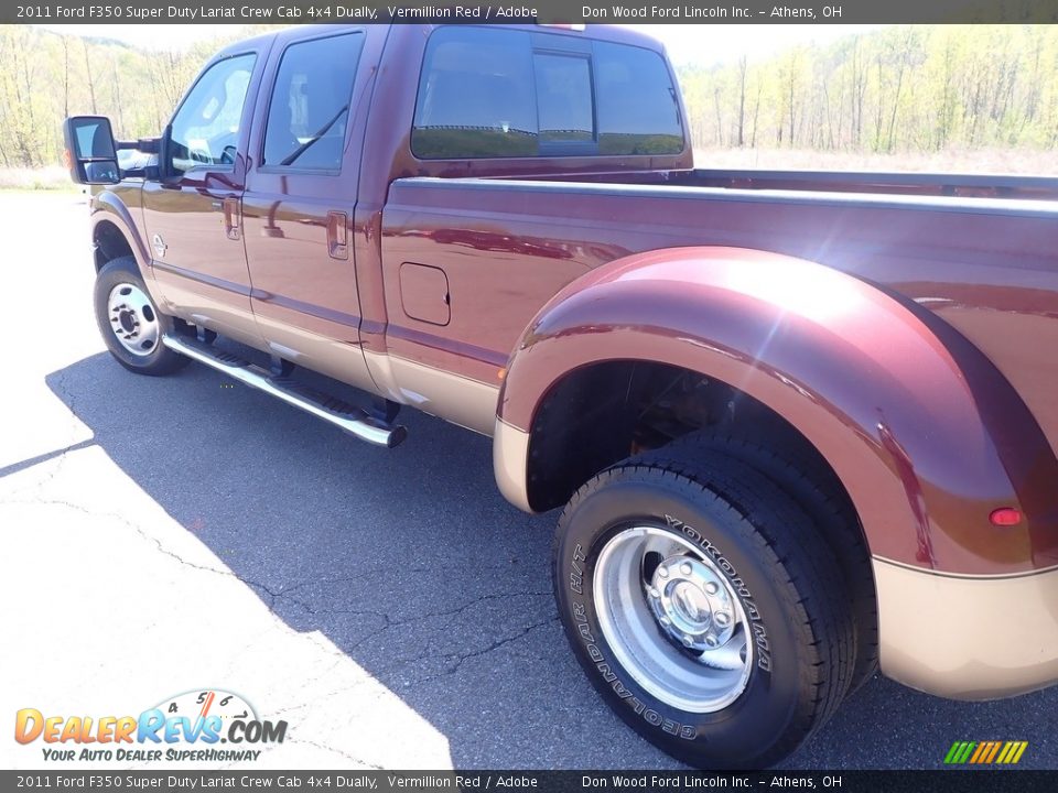 2011 Ford F350 Super Duty Lariat Crew Cab 4x4 Dually Vermillion Red / Adobe Photo #17