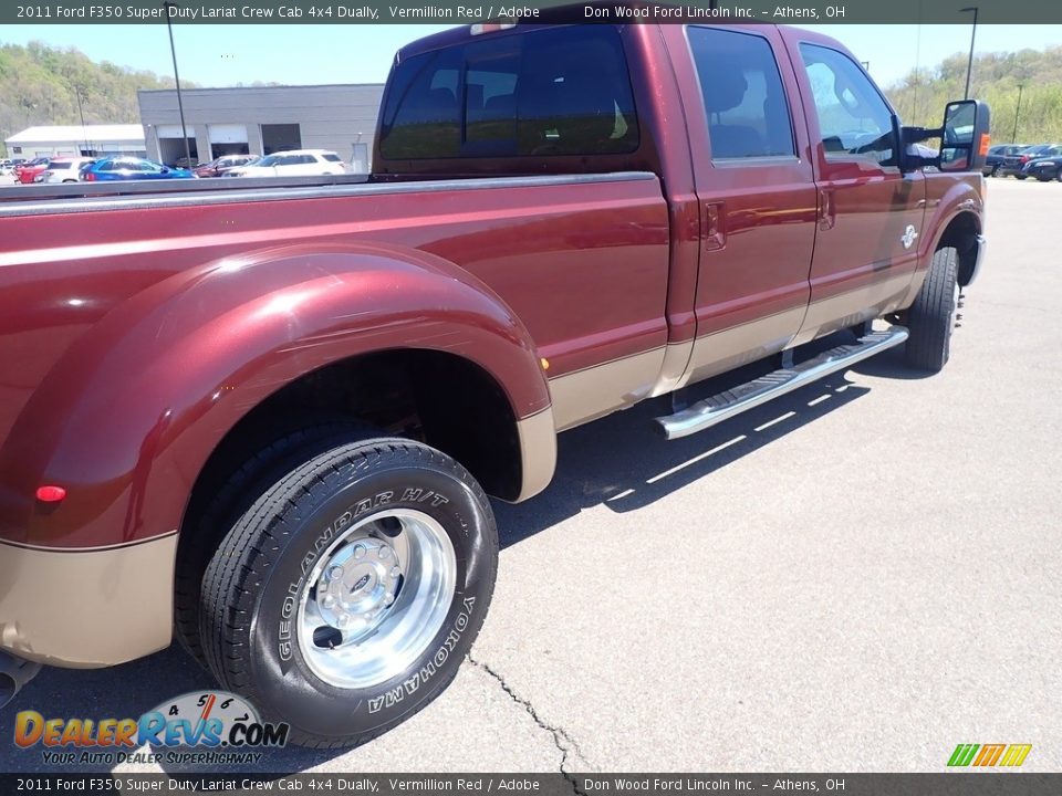 2011 Ford F350 Super Duty Lariat Crew Cab 4x4 Dually Vermillion Red / Adobe Photo #18