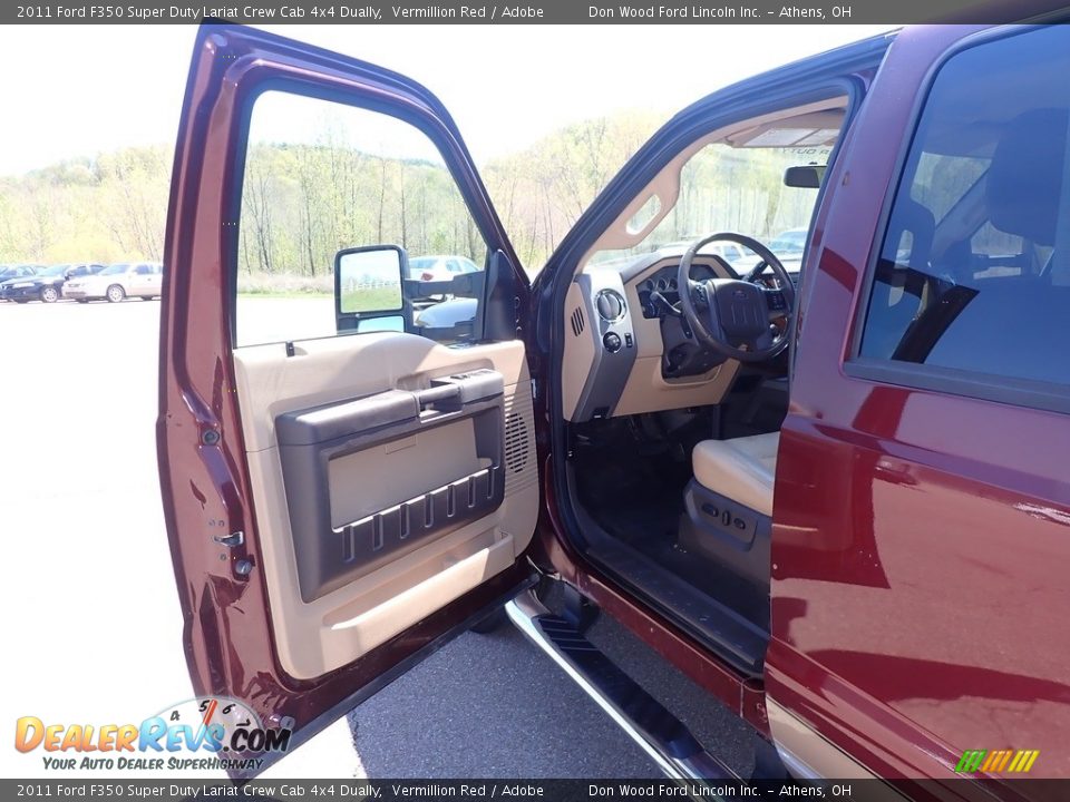 2011 Ford F350 Super Duty Lariat Crew Cab 4x4 Dually Vermillion Red / Adobe Photo #20