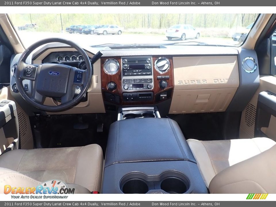 2011 Ford F350 Super Duty Lariat Crew Cab 4x4 Dually Vermillion Red / Adobe Photo #25