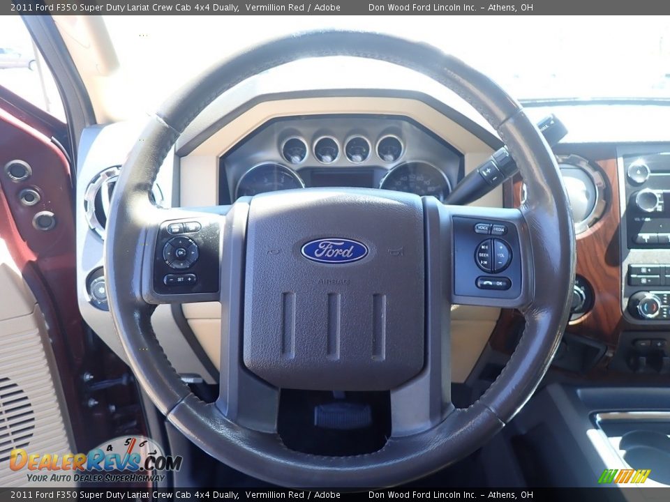2011 Ford F350 Super Duty Lariat Crew Cab 4x4 Dually Vermillion Red / Adobe Photo #28
