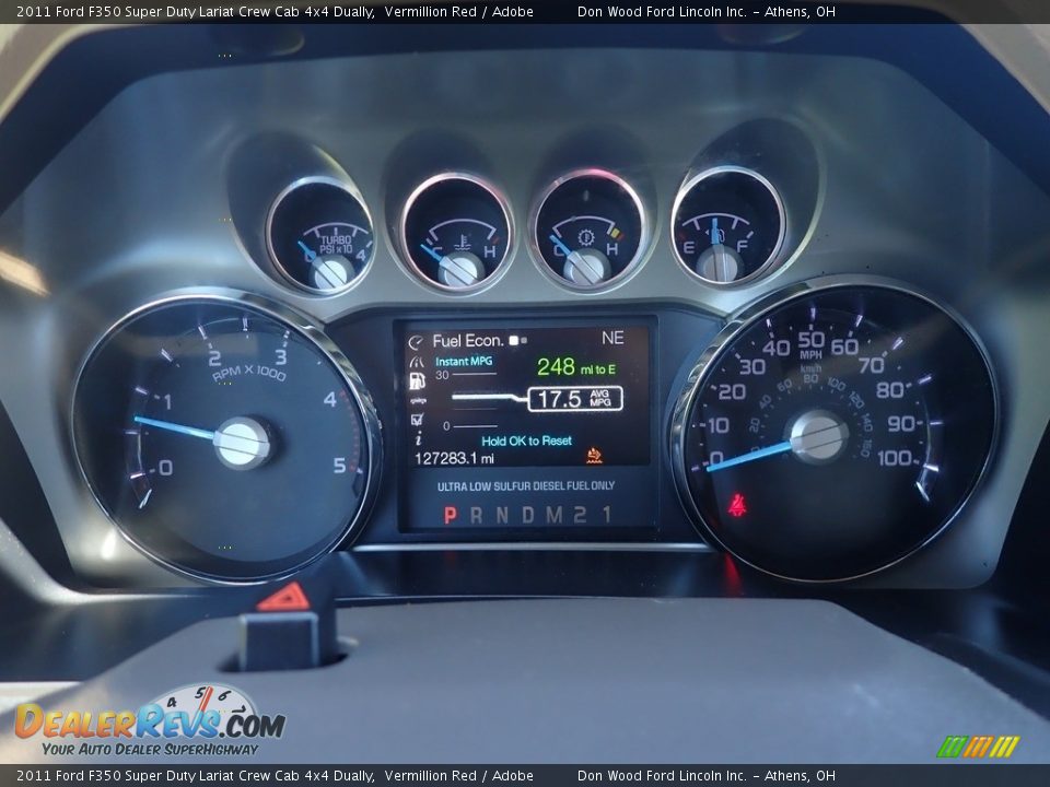 2011 Ford F350 Super Duty Lariat Crew Cab 4x4 Dually Vermillion Red / Adobe Photo #29