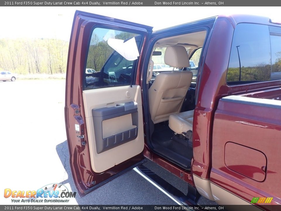 2011 Ford F350 Super Duty Lariat Crew Cab 4x4 Dually Vermillion Red / Adobe Photo #36