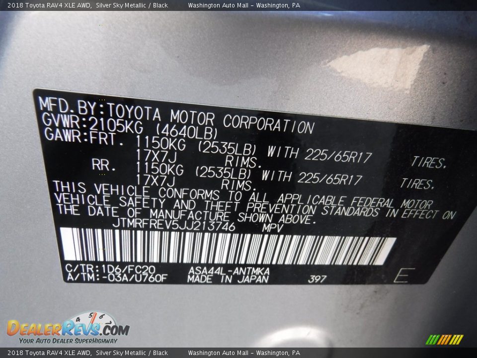 2018 Toyota RAV4 XLE AWD Silver Sky Metallic / Black Photo #29