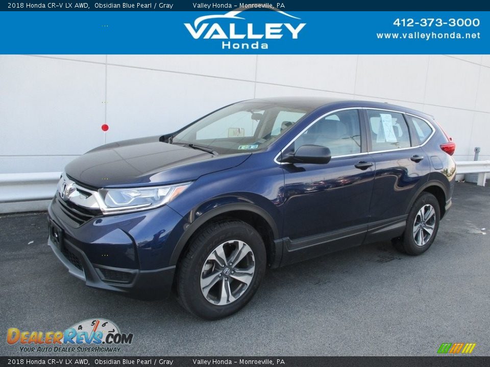 2018 Honda CR-V LX AWD Obsidian Blue Pearl / Gray Photo #1