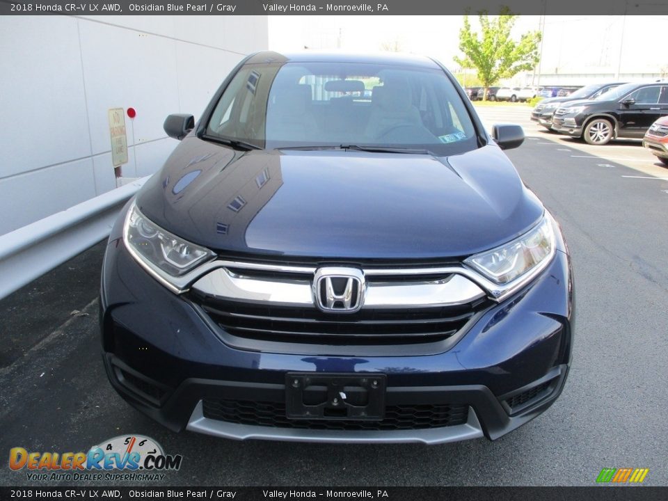 2018 Honda CR-V LX AWD Obsidian Blue Pearl / Gray Photo #8