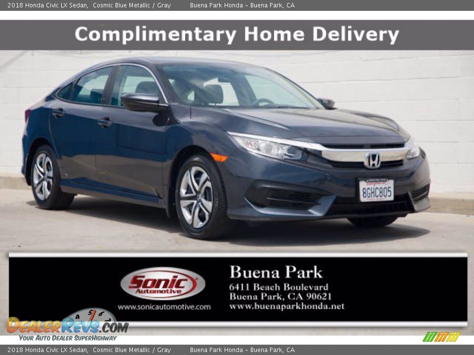 2018 Honda Civic LX Sedan Cosmic Blue Metallic / Gray Photo #1