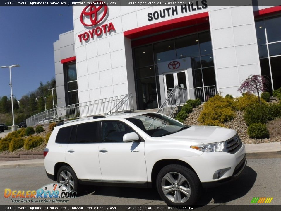 2013 Toyota Highlander Limited 4WD Blizzard White Pearl / Ash Photo #2