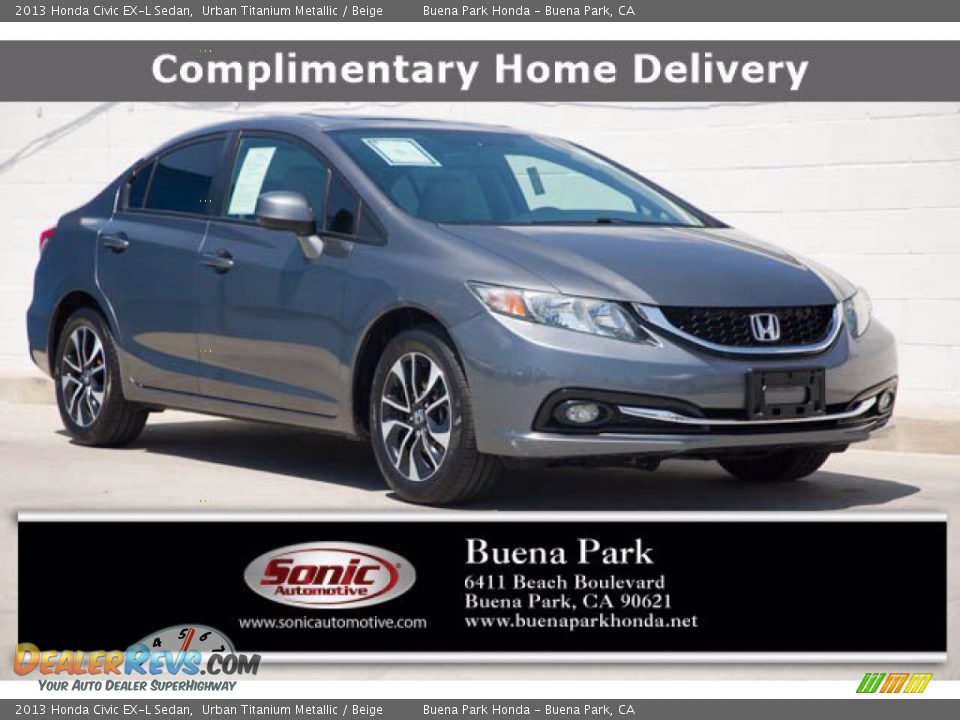 2013 Honda Civic EX-L Sedan Urban Titanium Metallic / Beige Photo #1