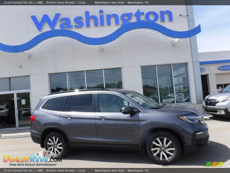 2019 Honda Pilot EX-L AWD Modern Steel Metallic / Gray Photo #2