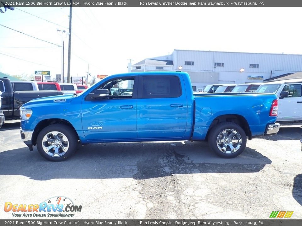 2021 Ram 1500 Big Horn Crew Cab 4x4 Hydro Blue Pearl / Black Photo #3