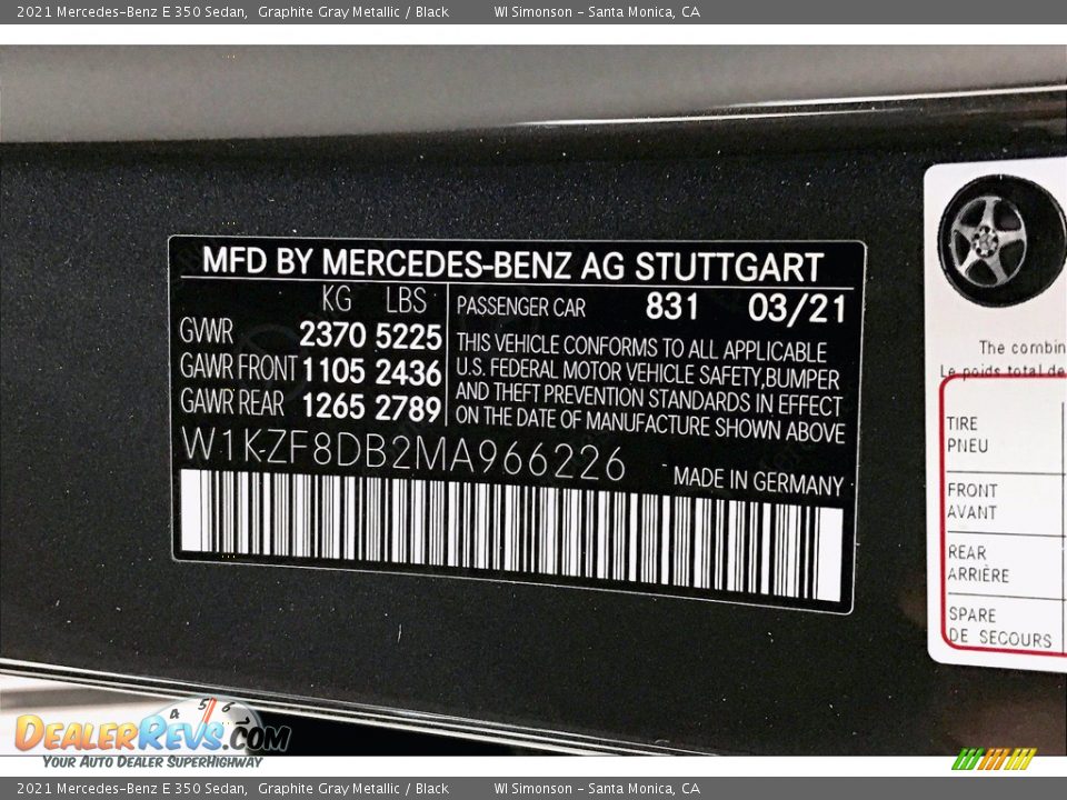 2021 Mercedes-Benz E 350 Sedan Graphite Gray Metallic / Black Photo #11