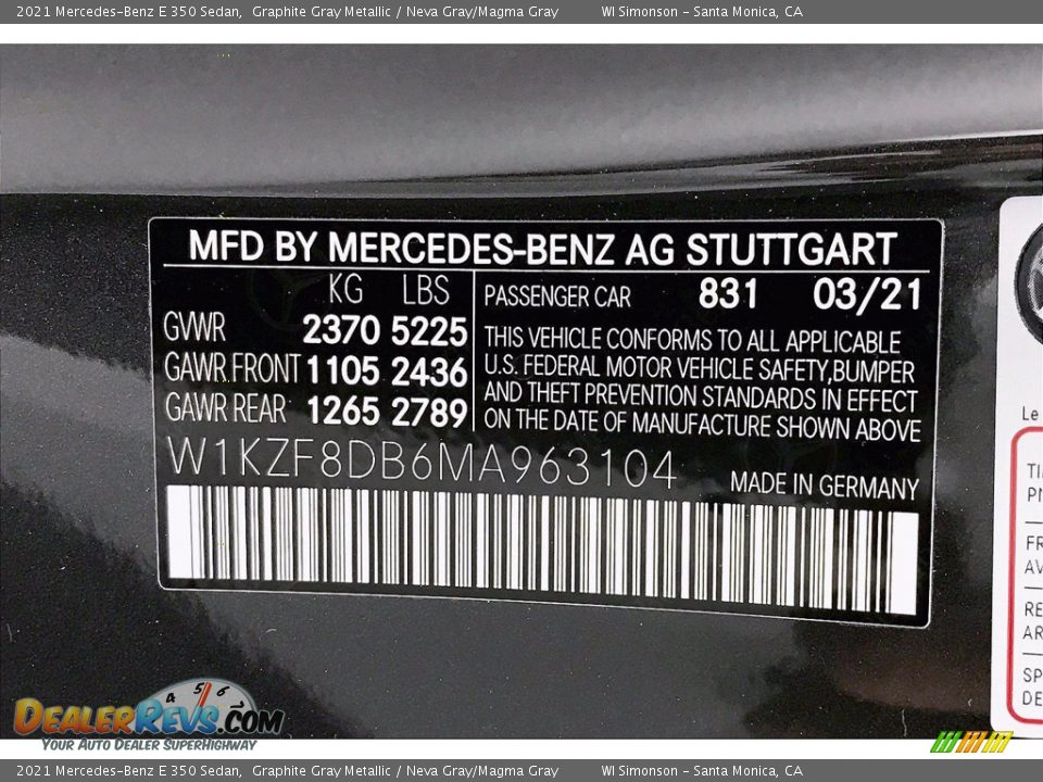 2021 Mercedes-Benz E 350 Sedan Graphite Gray Metallic / Neva Gray/Magma Gray Photo #11