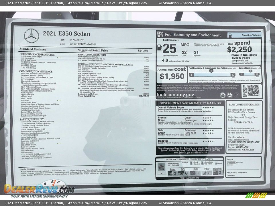 2021 Mercedes-Benz E 350 Sedan Graphite Gray Metallic / Neva Gray/Magma Gray Photo #13