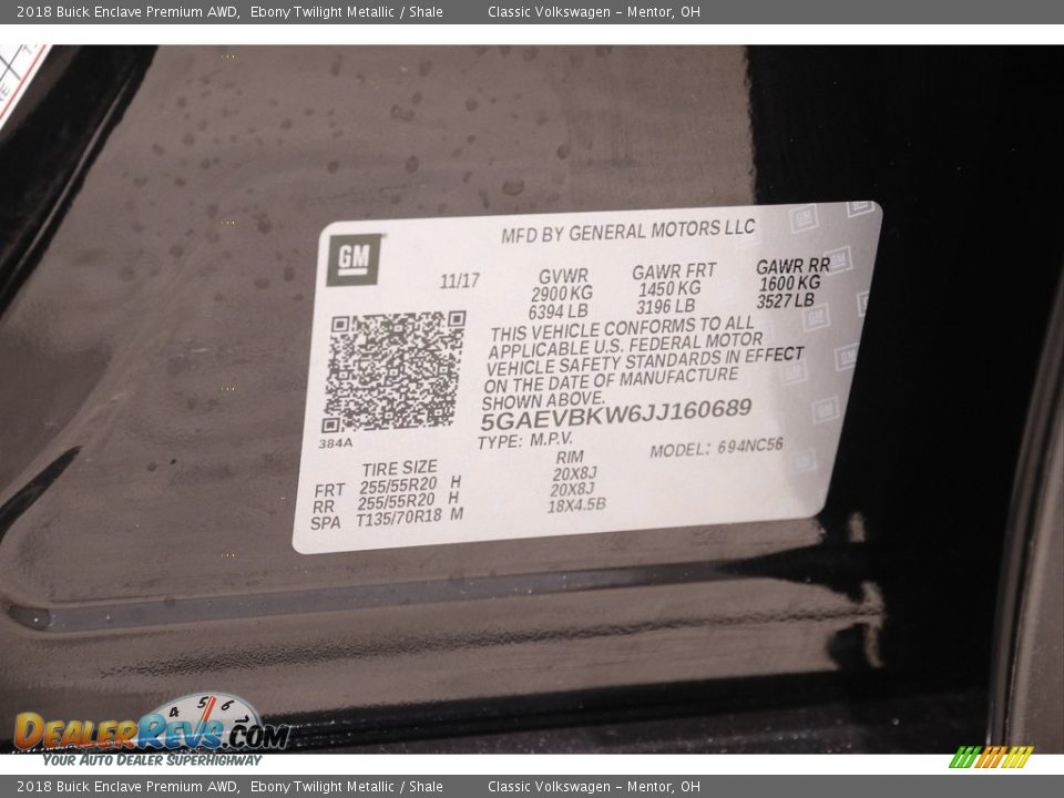 2018 Buick Enclave Premium AWD Ebony Twilight Metallic / Shale Photo #21