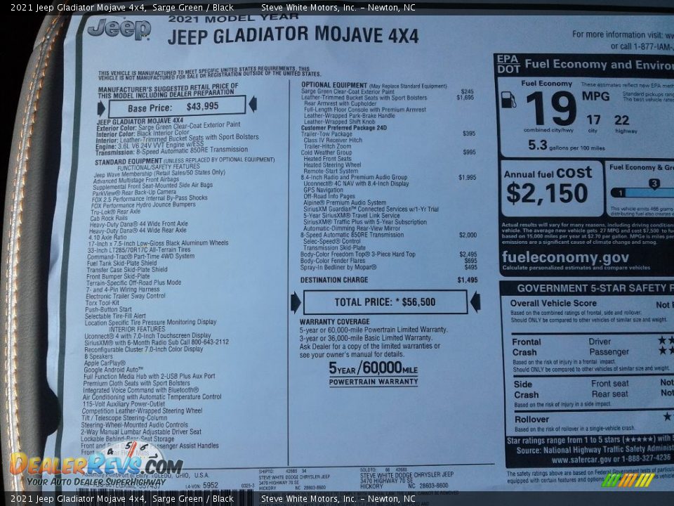 2021 Jeep Gladiator Mojave 4x4 Sarge Green / Black Photo #30