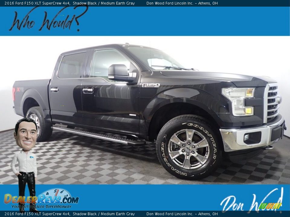 2016 Ford F150 XLT SuperCrew 4x4 Shadow Black / Medium Earth Gray Photo #1