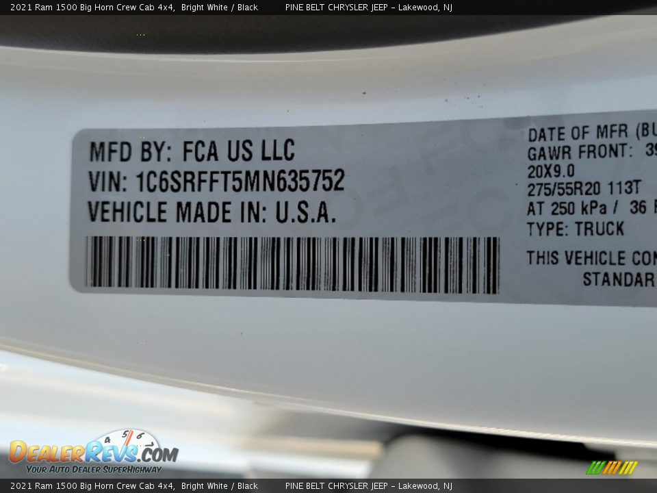 2021 Ram 1500 Big Horn Crew Cab 4x4 Bright White / Black Photo #10