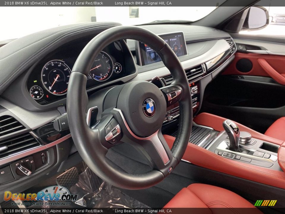 2018 BMW X6 sDrive35i Alpine White / Coral Red/Black Photo #16