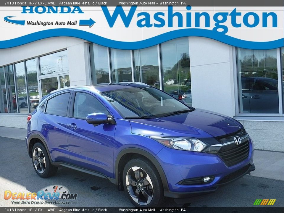 2018 Honda HR-V EX-L AWD Aegean Blue Metallic / Black Photo #1