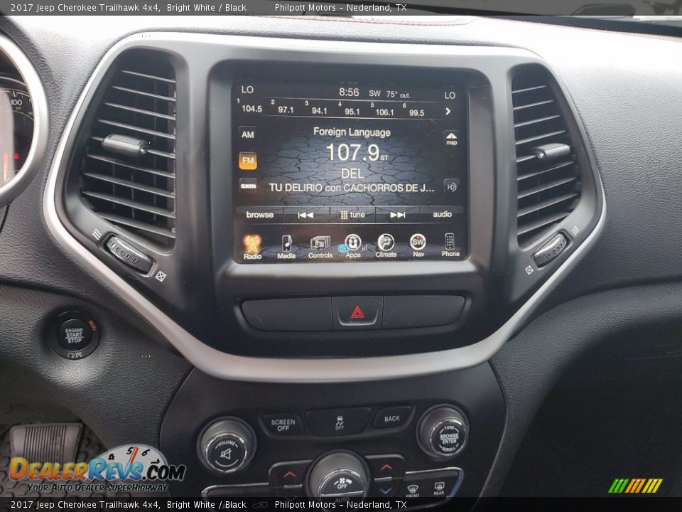 2017 Jeep Cherokee Trailhawk 4x4 Bright White / Black Photo #17