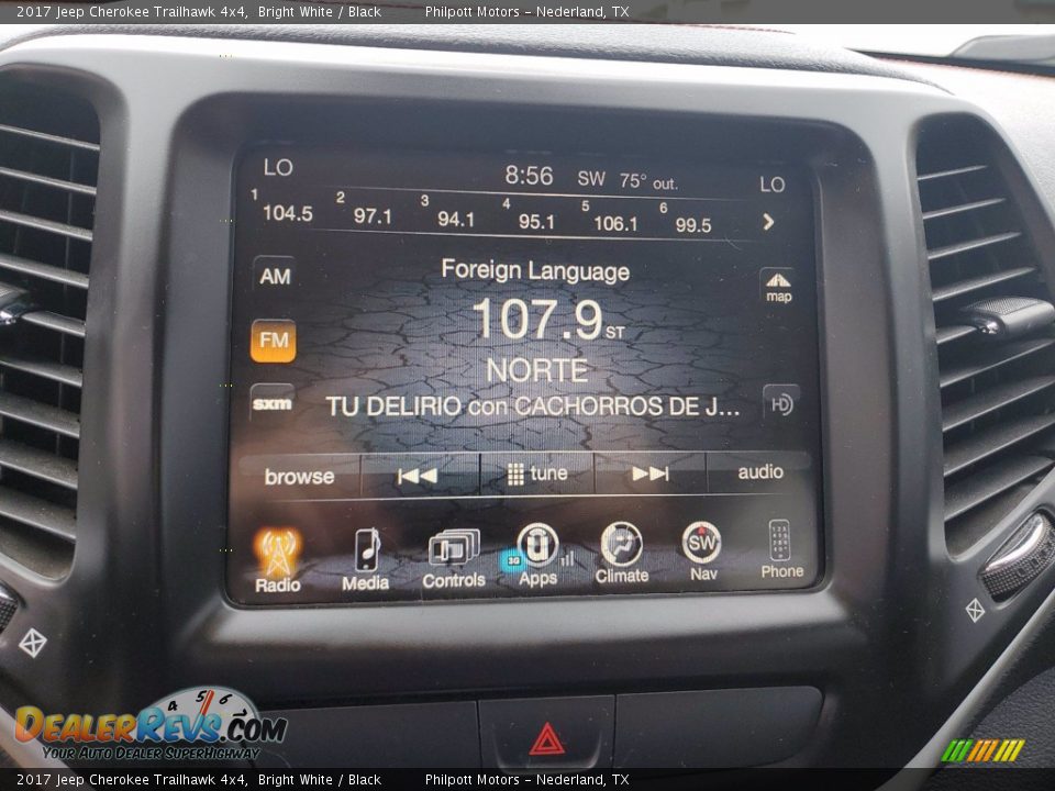 2017 Jeep Cherokee Trailhawk 4x4 Bright White / Black Photo #18